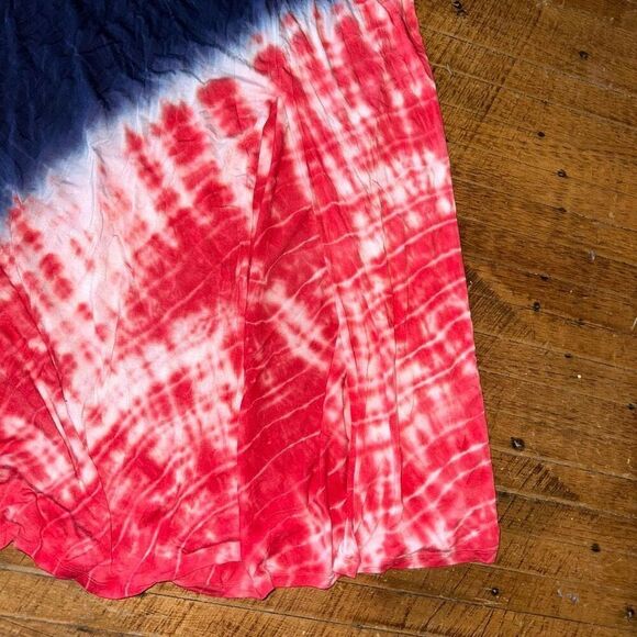 Lane Bryant blue & red asymmetrical tie dye maxi skirt - Picture 2 of 4